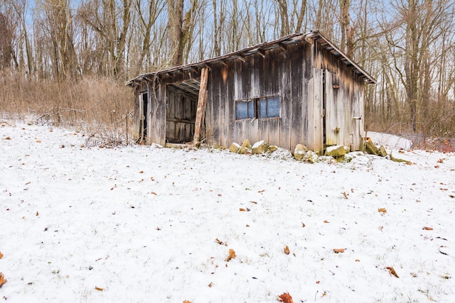 view of snow covered structure