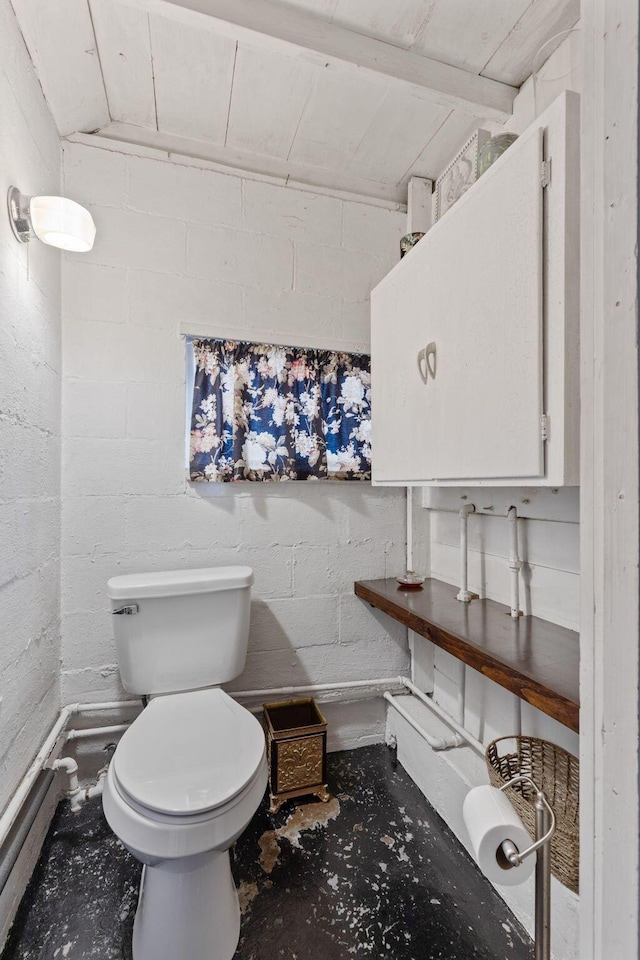 bathroom with concrete flooring and toilet