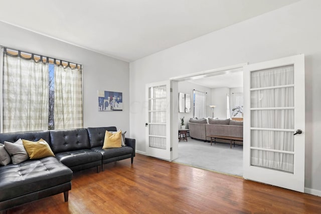 living room with hardwood / wood-style floors