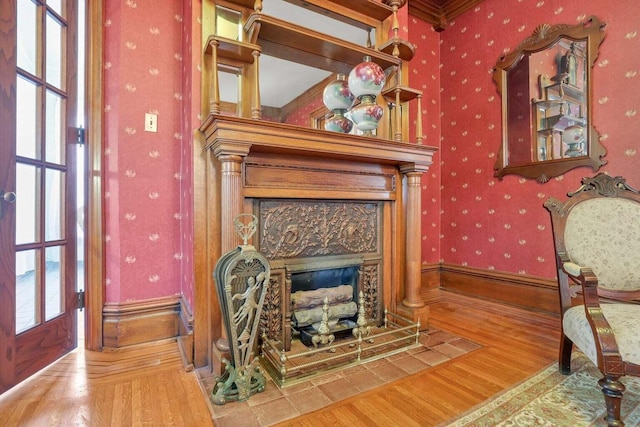 living room with hardwood / wood-style flooring