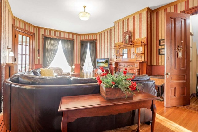 living room with hardwood / wood-style floors