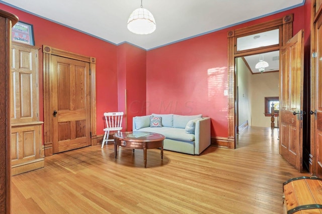 living area featuring light hardwood / wood-style floors