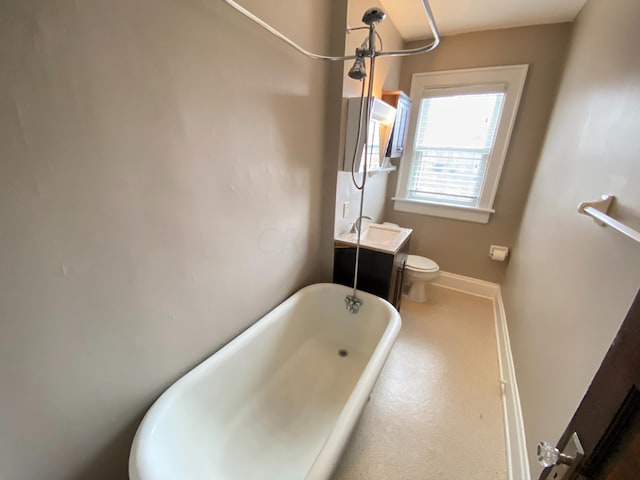 full bathroom with vanity, bathing tub / shower combination, and toilet