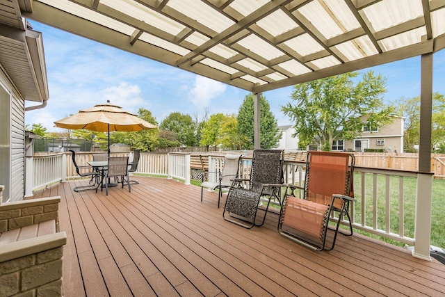 deck featuring a pergola