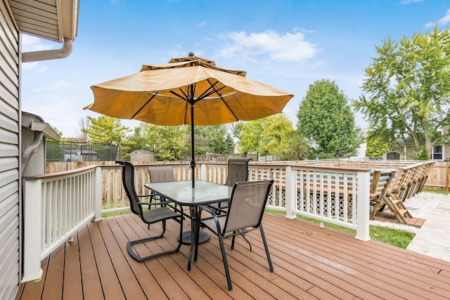 deck with a trampoline