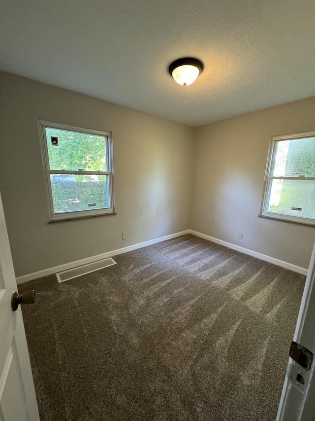 carpeted spare room featuring a textured ceiling