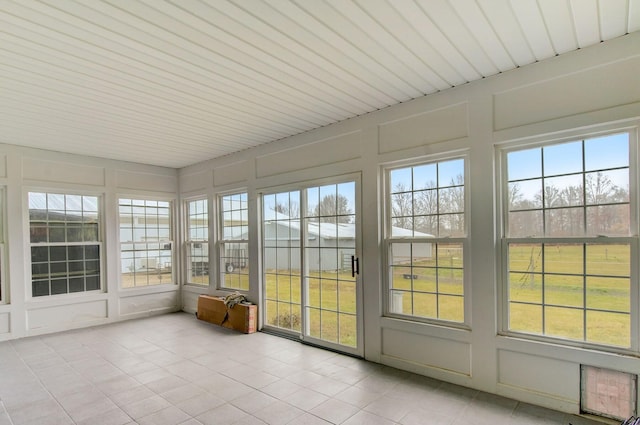 view of unfurnished sunroom