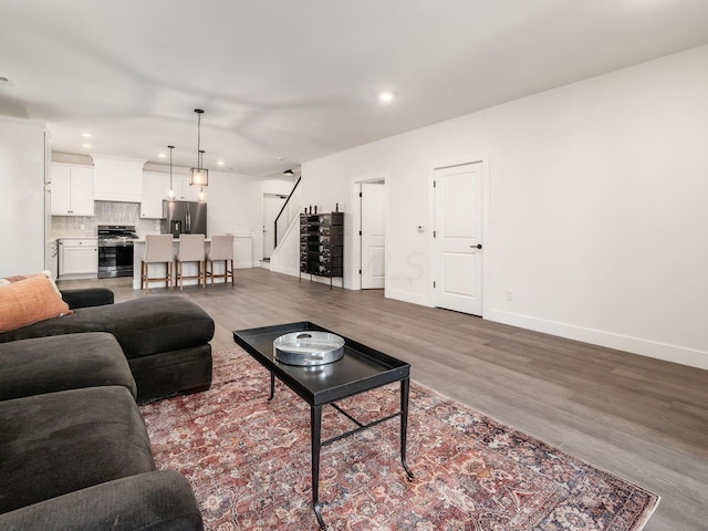 living room with wood-type flooring