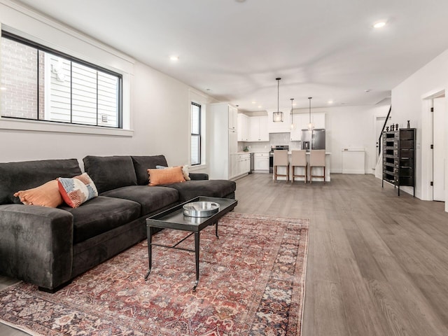 living room with hardwood / wood-style flooring