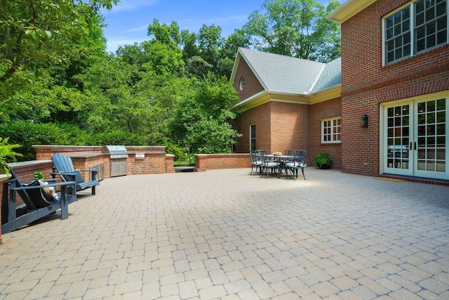 view of patio featuring french doors and area for grilling