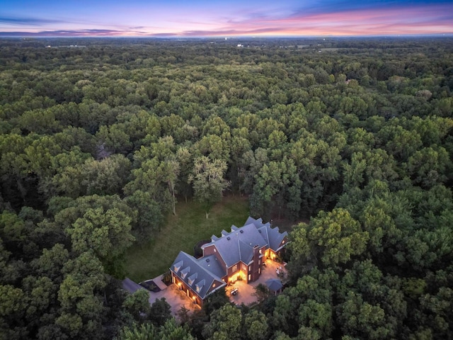 view of aerial view at dusk