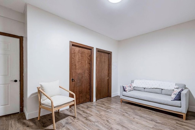 living area featuring light hardwood / wood-style flooring