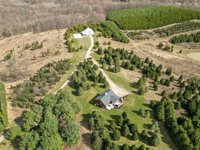 birds eye view of property featuring a rural view