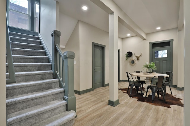 dining space featuring light hardwood / wood-style floors