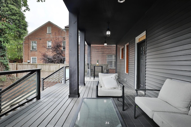 deck featuring a porch