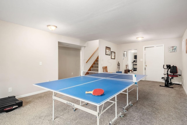 game room featuring carpet floors