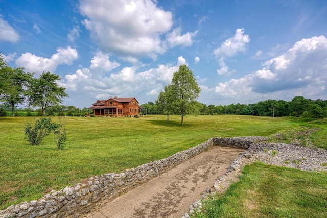 view of yard with a rural view