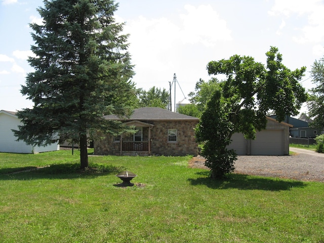 view of yard featuring a garage