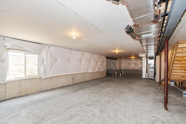 basement with heating unit