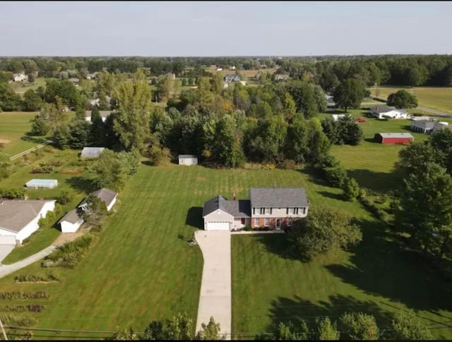 aerial view with a rural view