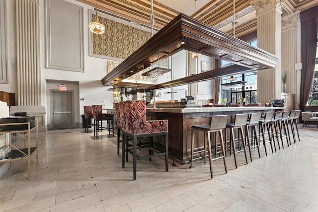 bar with a towering ceiling