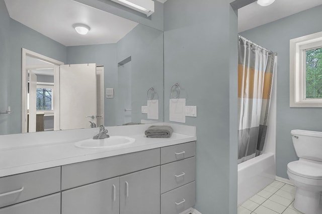 6730 Dublin Rd, Dublin, OH 43017 - full bathroom featuring tile patterned flooring, vanity, toilet, and shower / bath combo with shower curtain
