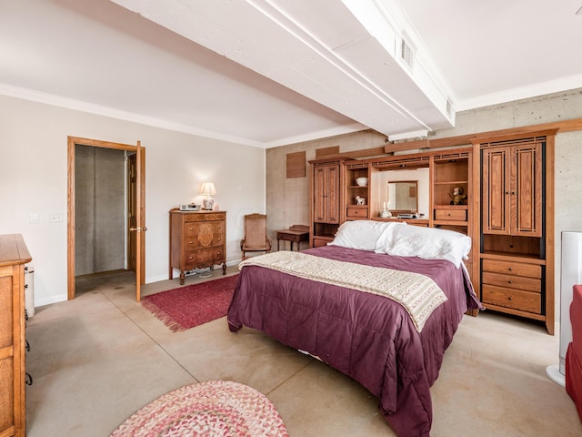 bedroom featuring crown molding