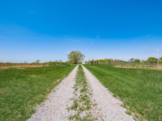 view of road with a rural view