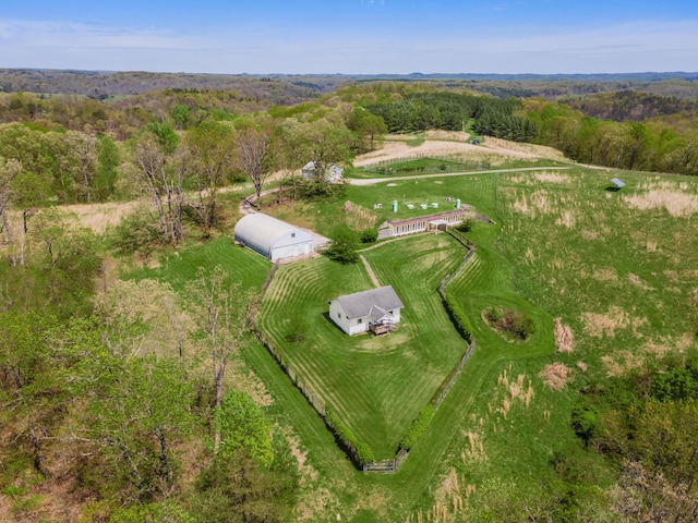 aerial view with a rural view