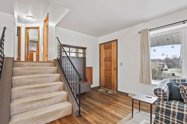 foyer featuring dark hardwood / wood-style floors