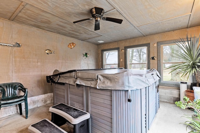 interior space featuring a hot tub