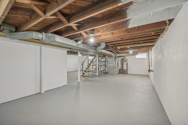 basement featuring gas water heater