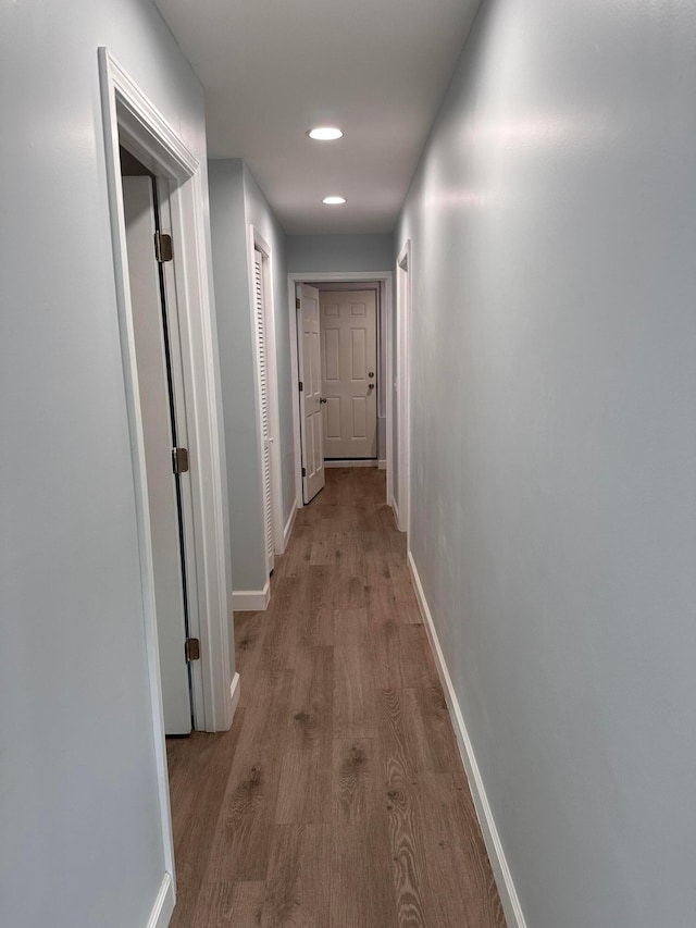 hall featuring light hardwood / wood-style flooring