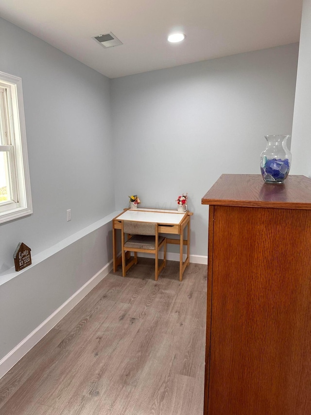 office featuring light wood-type flooring