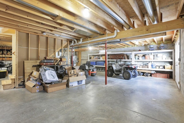 basement with water heater