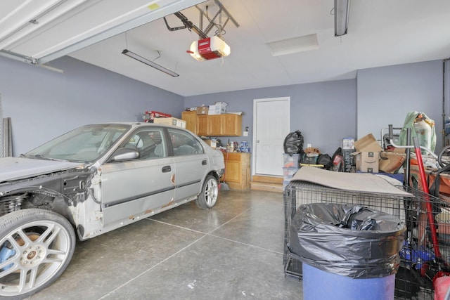 garage with a garage door opener