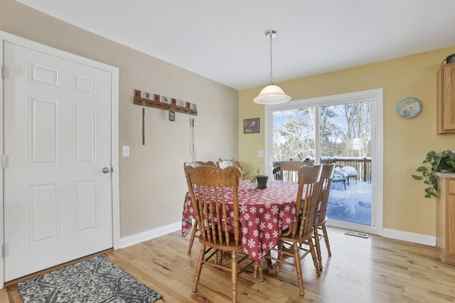 dining room with light hardwood / wood-style floors