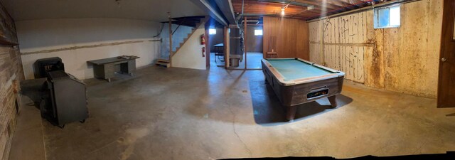 recreation room featuring concrete flooring and pool table