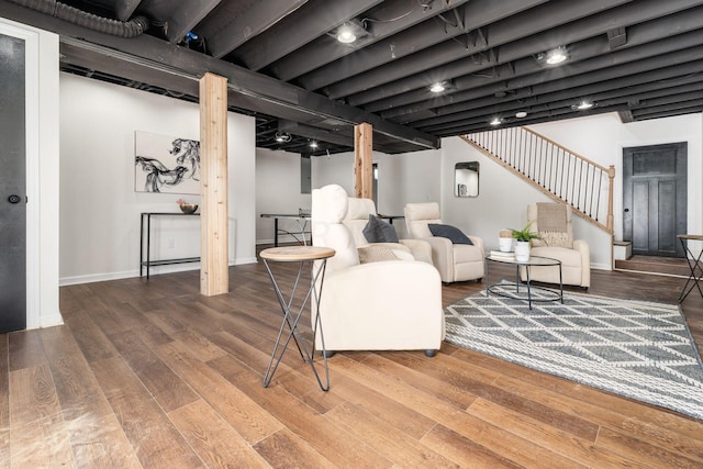 living room with wood-type flooring