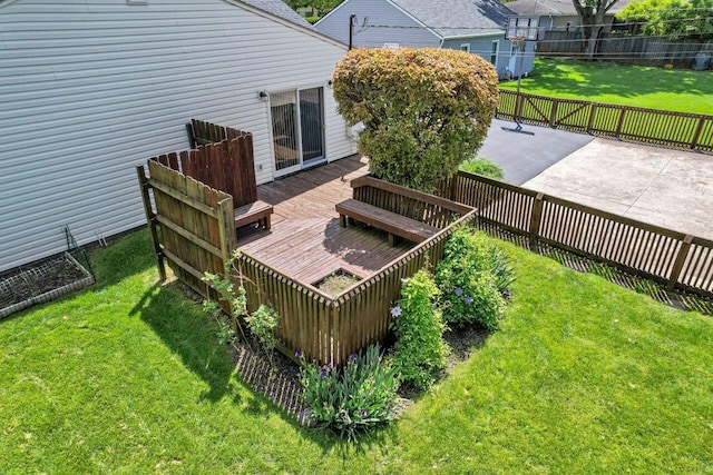 deck featuring a yard