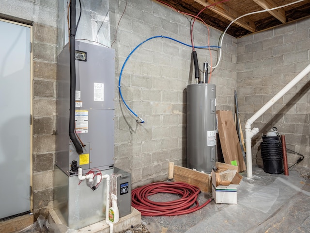 utilities with electric water heater and heating unit