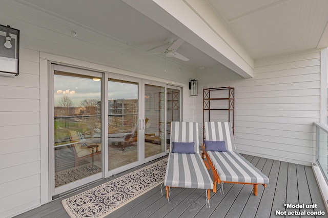 wooden terrace with ceiling fan