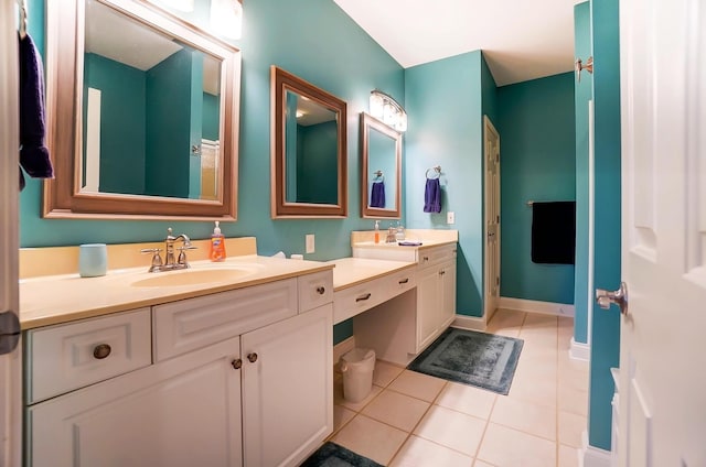 bathroom featuring tile patterned flooring and vanity