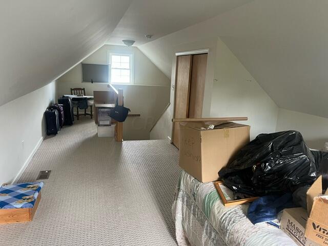 bonus room featuring carpet and vaulted ceiling