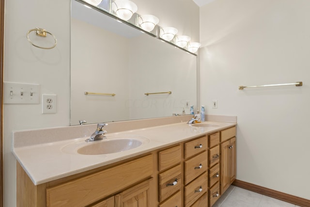 bathroom featuring tile patterned flooring and vanity