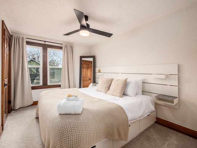 386 E Welch Ave, Columbus, OH 43207 - bedroom with light carpet, a ceiling fan, and a textured ceiling