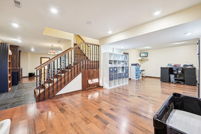 living room with hardwood / wood-style flooring