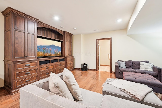 living room with light wood-type flooring