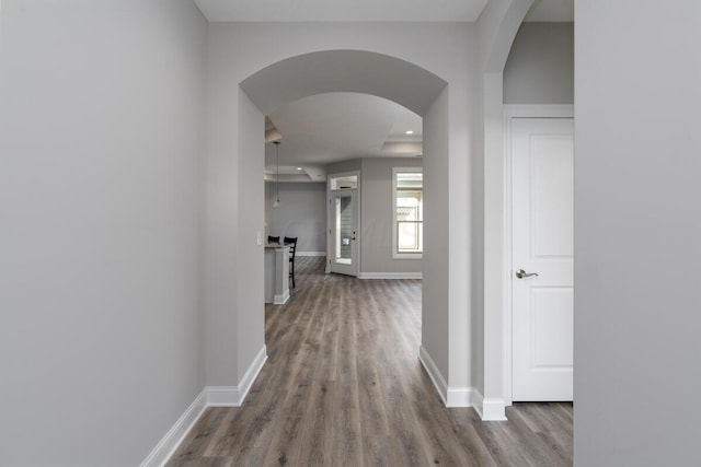 hall featuring hardwood / wood-style flooring