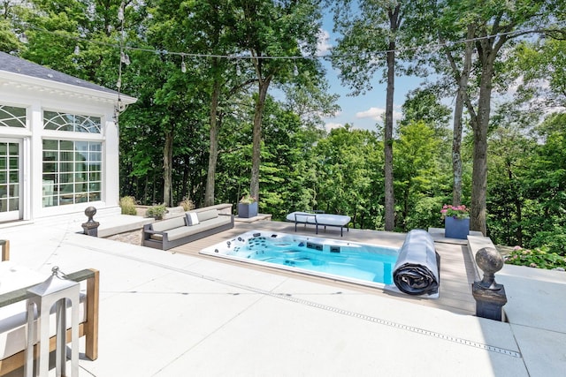 view of pool featuring a patio